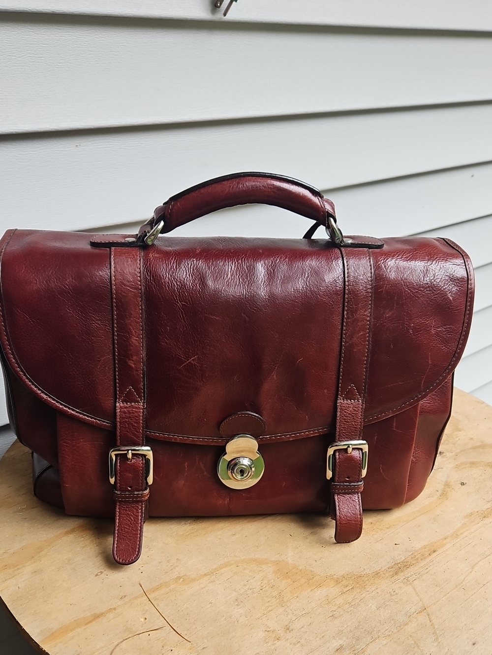 VINTAGE Wilson Leather Classic Men's Leather Briefcase - Burgundy